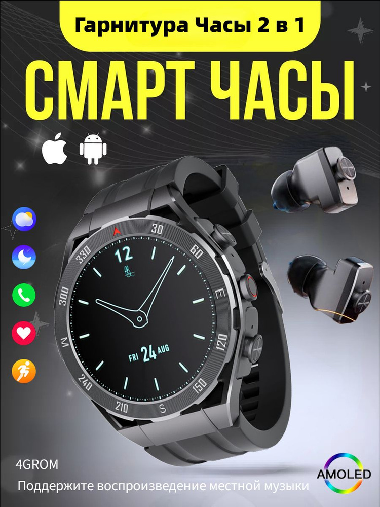 SACOSDING Умные часы C1-F33-2, 46mm, Black silicone #1