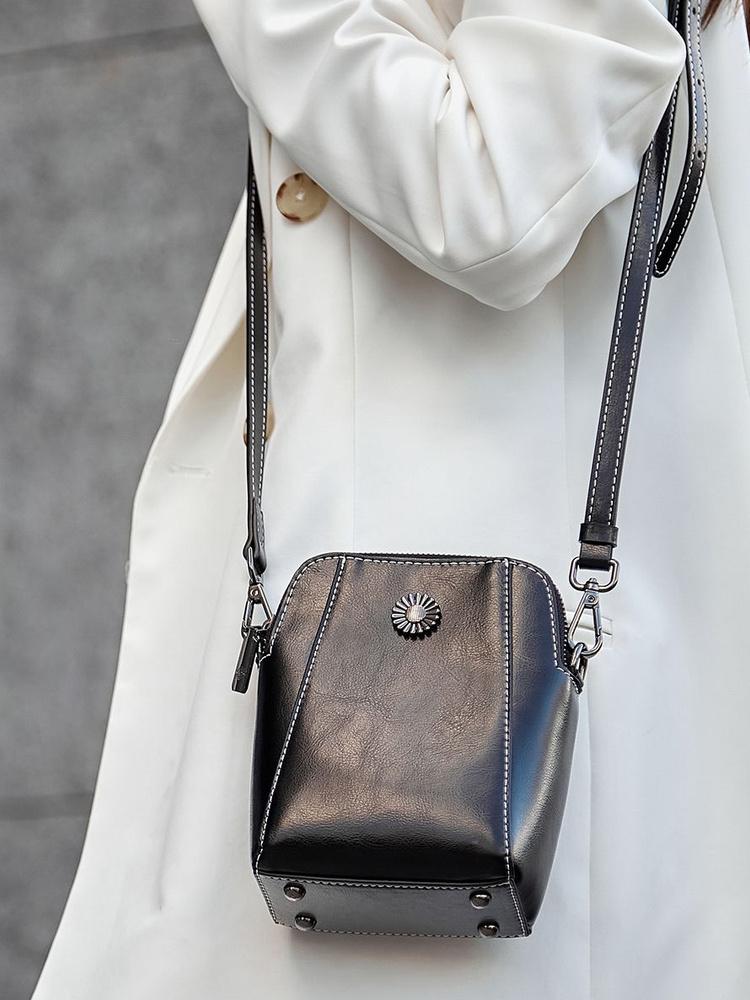 Сумка женская маленькая через плечо кросс боди натуральная кожа Mivan ...