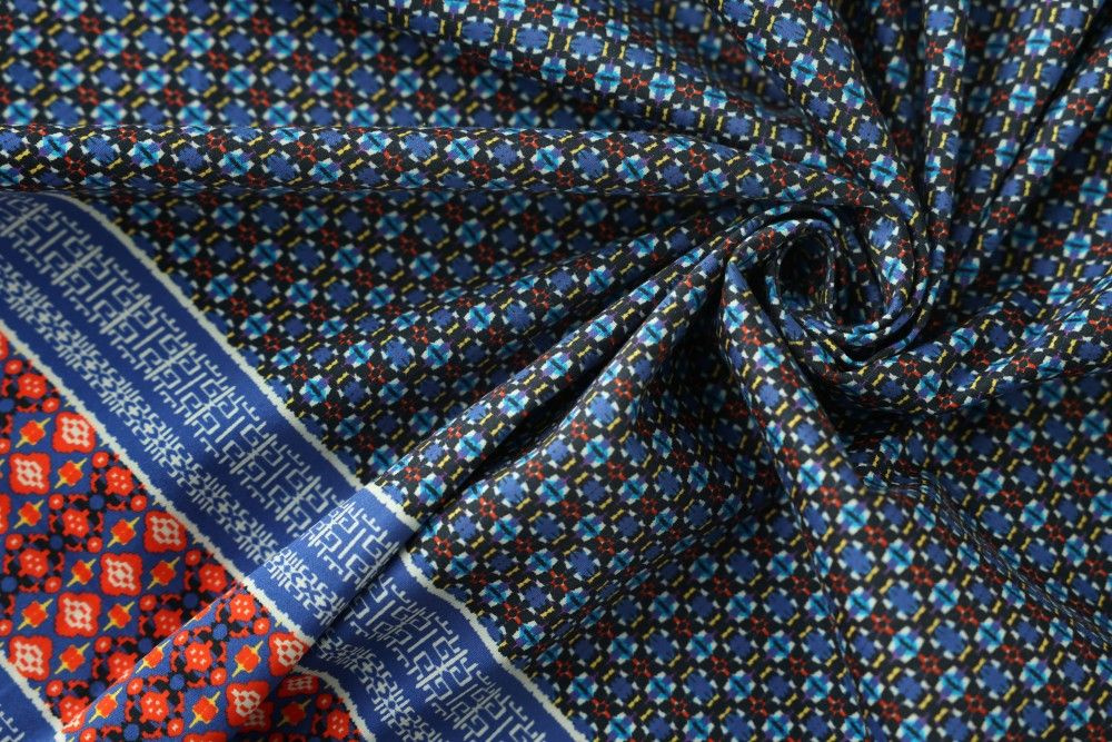 Ткань сатин с геометрическим узором (купон) - купить с доставкой по ...