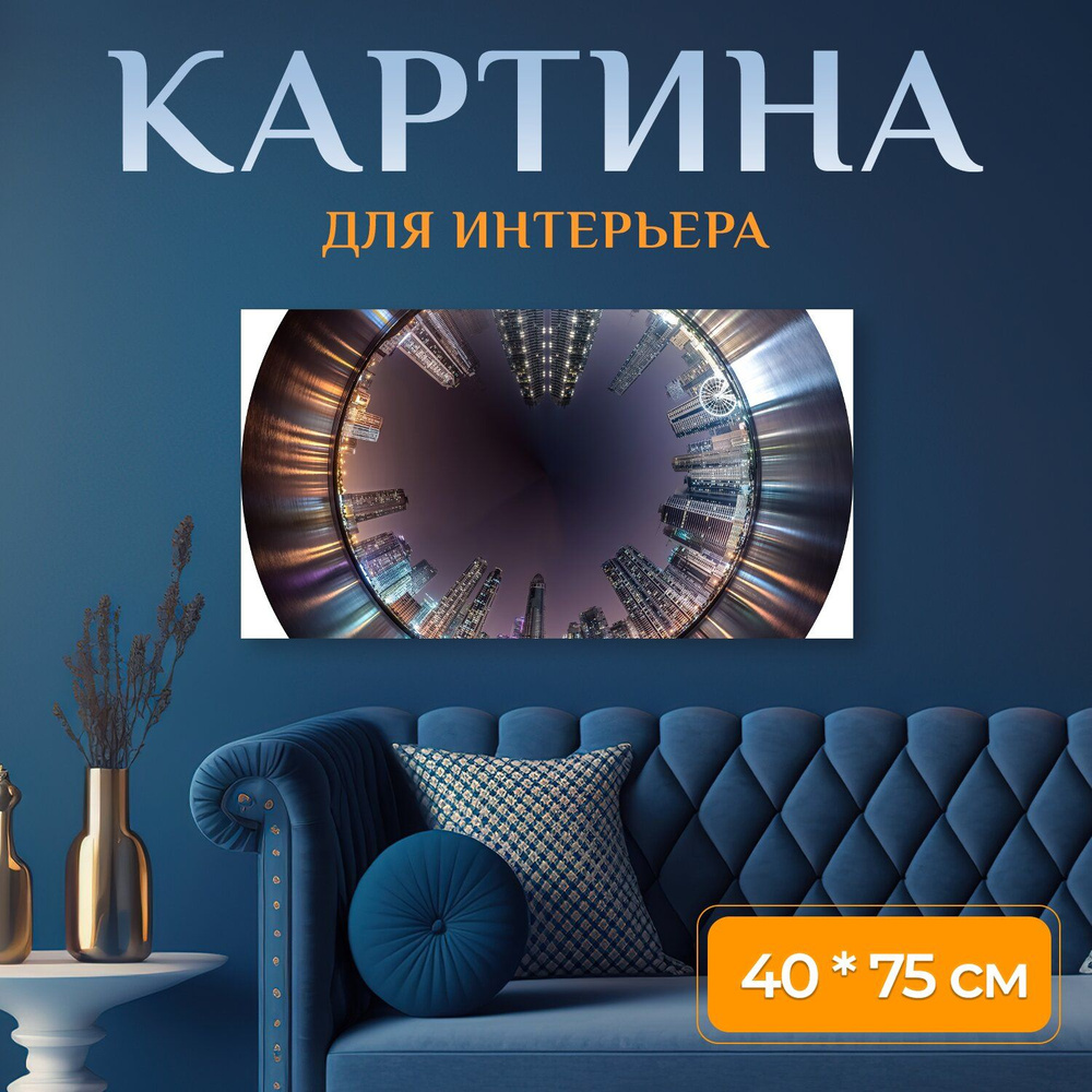 LotsPrints Картина "Город, городской, линия горизонта 37" 40x75 см #1
