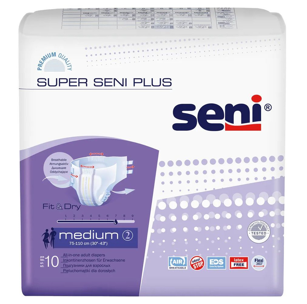 Подгузники для взрослых. Super Seni plus medium по 10 шт. (75-110 см). #1