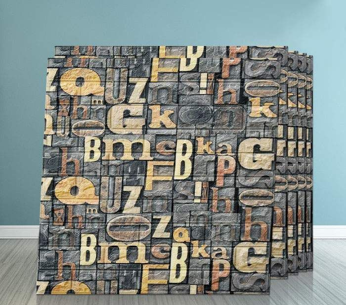 Панель стеновая самоклеящаяся 3D Буквы 70х77 см, 10 шт. #1