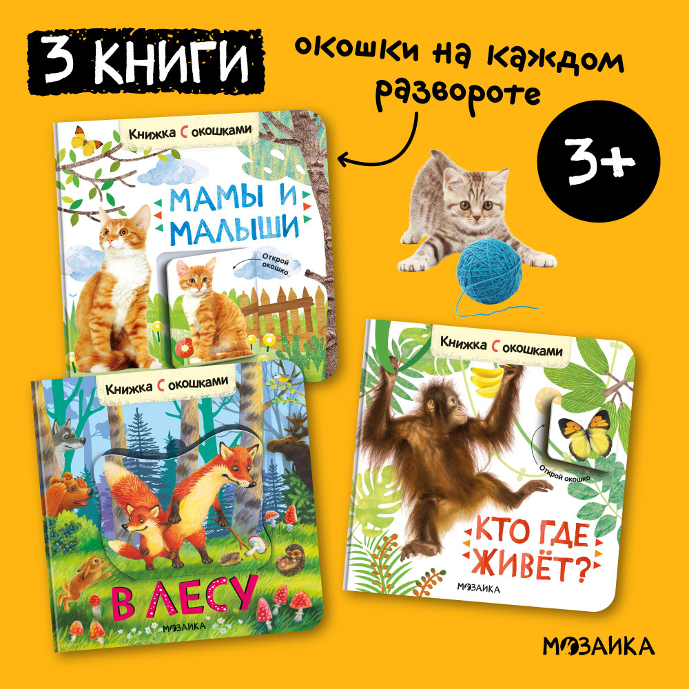 Книжки с окошками для детей, развитие малыша. Книги для обучения мальчиков  и девочек. МОЗАИКА kids. Набор из 3 книг - купить с доставкой по выгодным  ценам в интернет-магазине OZON (760513859)