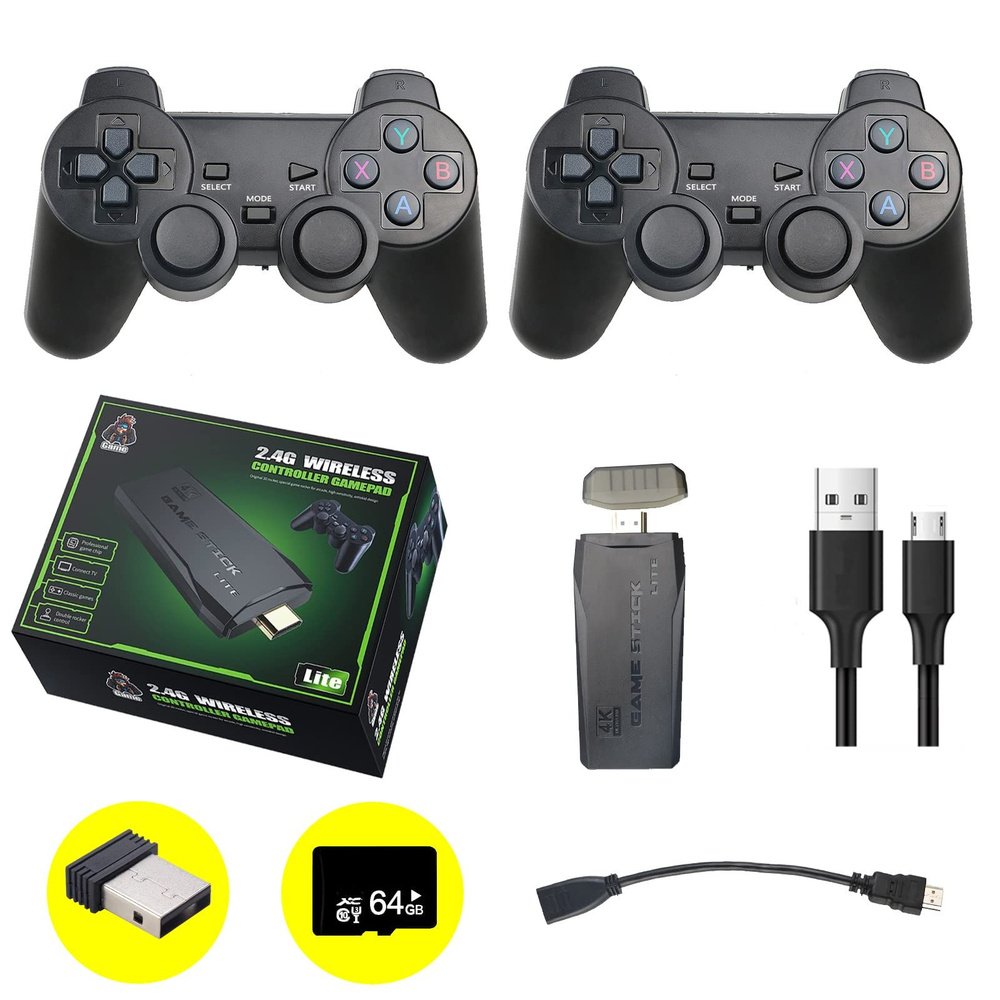 Игровая приставка Game Stick Lite 64 GB 4K 2,4 ГГц., Беспроводная Консоль,  Ретро игры - купить с доставкой по выгодным ценам в интернет-магазине OZON  (1442349254)