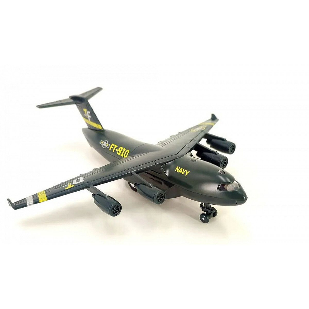 Инерционный металлический военно-транспортный самолёт: игрушка для юных пилотов, черный.  #1