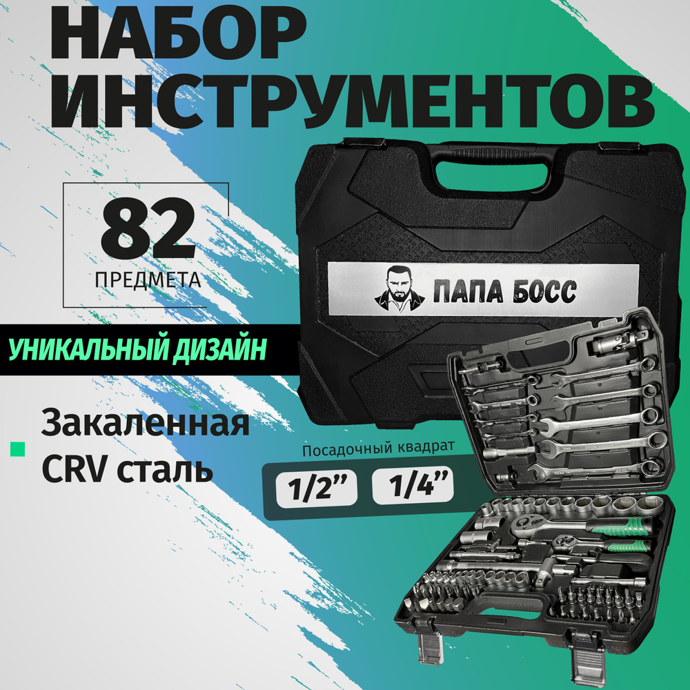 Набор инструментов для автомобиля и дома Папа Босс - набор ключей для  автомобиля 82 предмета в противоударном чемодане. Уникальный подарок  мужчине на праздник. - купить по выгодной цене в интернет-магазине OZON  (1555257902)