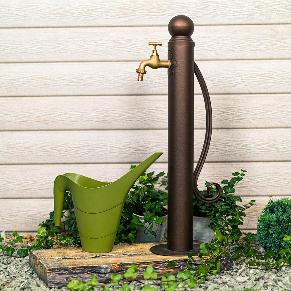 Колонка для воды садовая круглая с поддоном, умывальник для сада h 73см, Irondecor U09248  #1