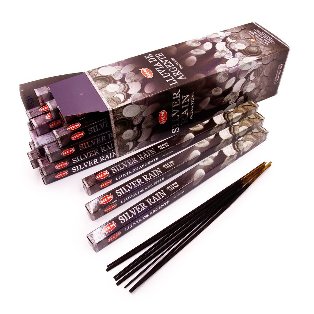 Hem Incense Sticks SILVER RAIN (Благовония, привлекающие деньги СЕРЕБРЯНЫЙ ДОЖДЬ, Хем), уп. 8 палочек. #1