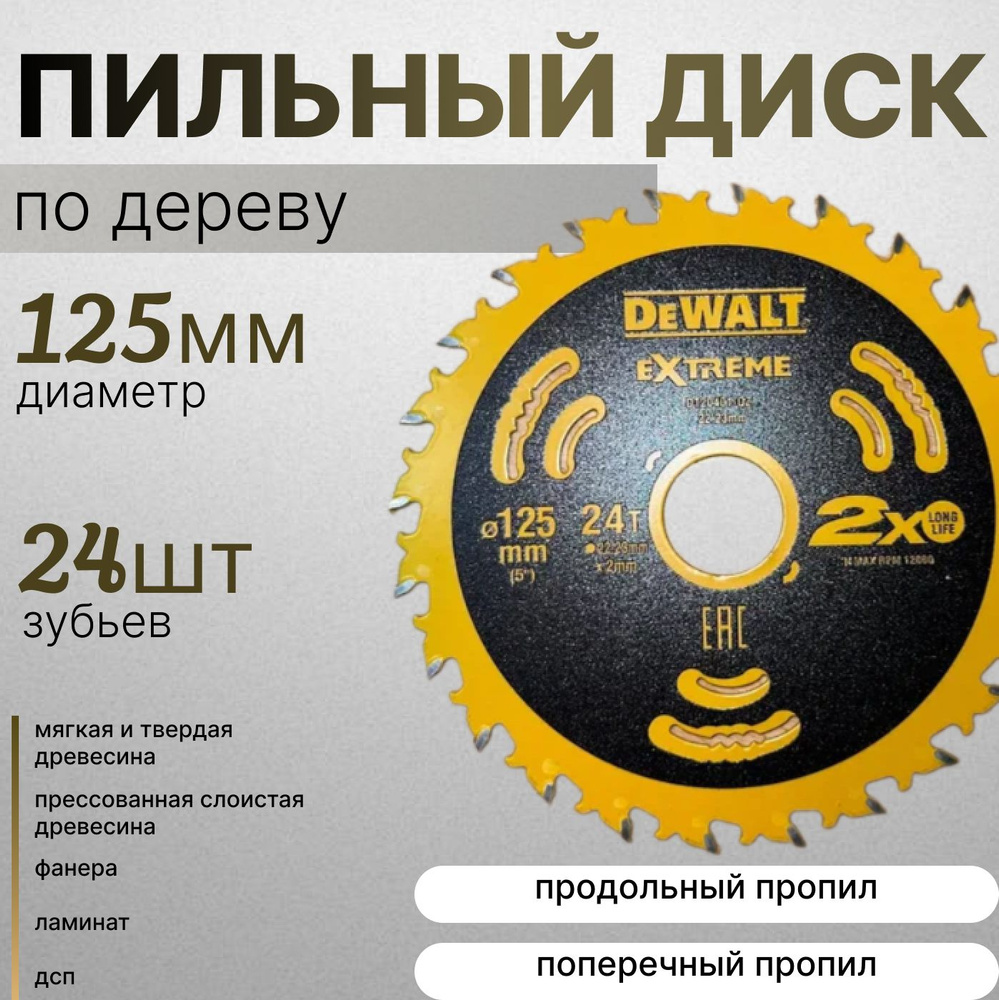 DeWalt Диск пильный 125 x 22.23; 24  зуб. #1