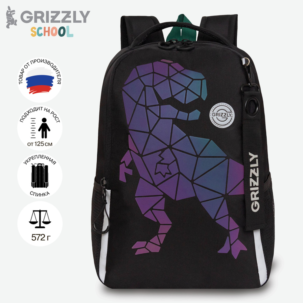 Рюкзак школьный Grizzly GRIZZLY легкий с жесткой спинкой, двумя отделениями, для мальчика, RB-451-11/1 #1