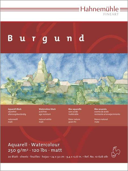 Hahnemuhle Блок для акварели, целлюлоза 100%, 250г, 24х32 см, 20л, "Burgund"  #1