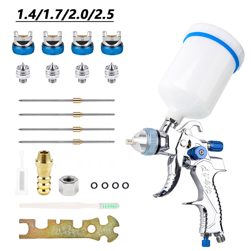 Краскопульт пневматический HVLP Дюза: 1.4/1.7/2.0/2.5(профессиональный краскораспылитель),Вы можете самостоятельно #1