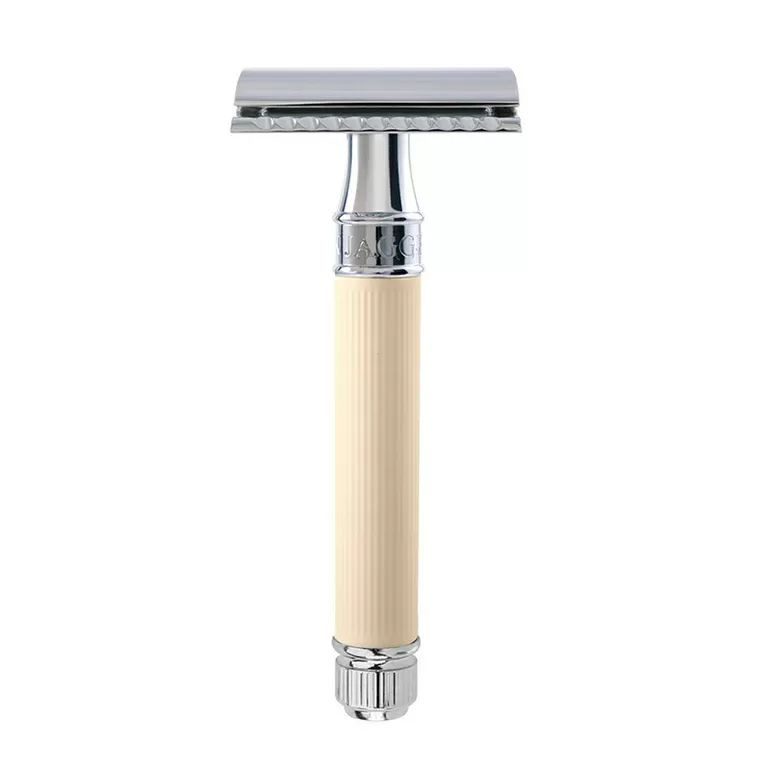 EDWIN JAGGER Safety Razor Chrome Beige Станок хром бежевое резиновое покрытие Т-образный  #1