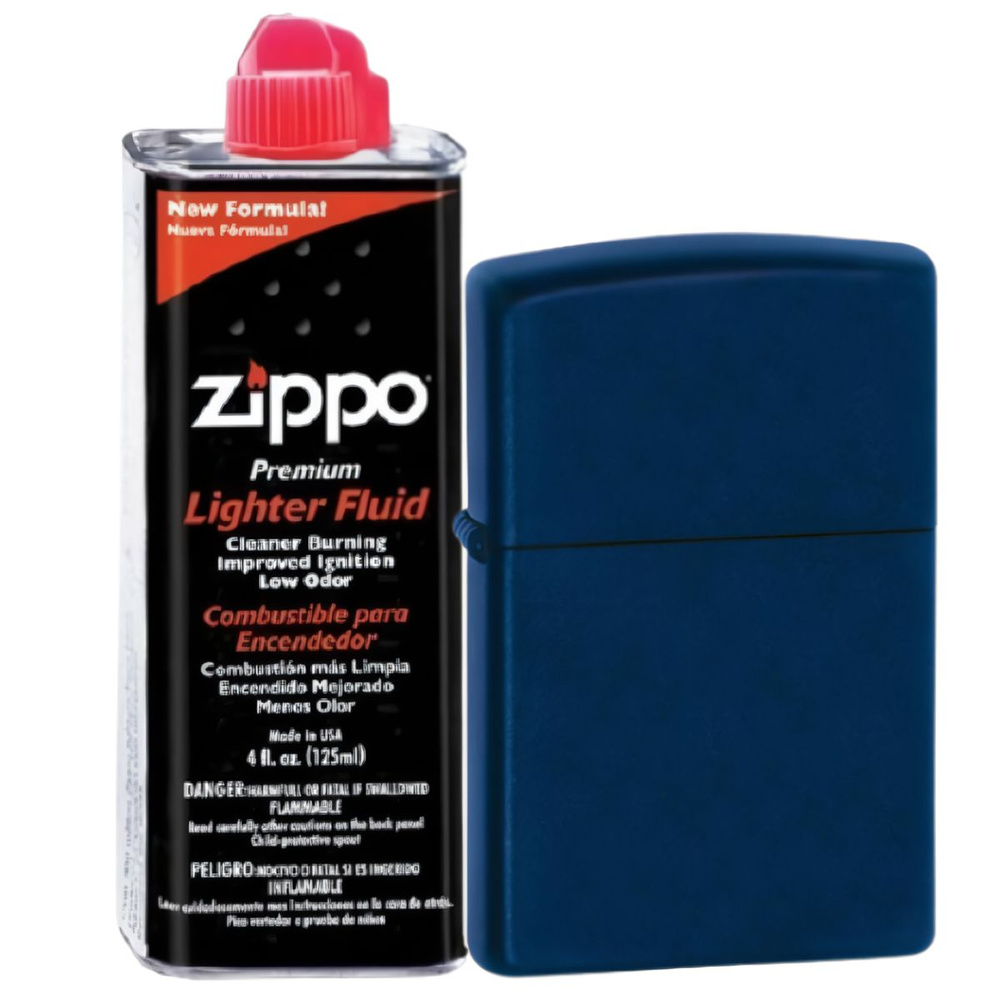 Бензиновая зажигалка классическая ZIPPO 239 Navy Matte + бензин Zippo 125 мл  #1