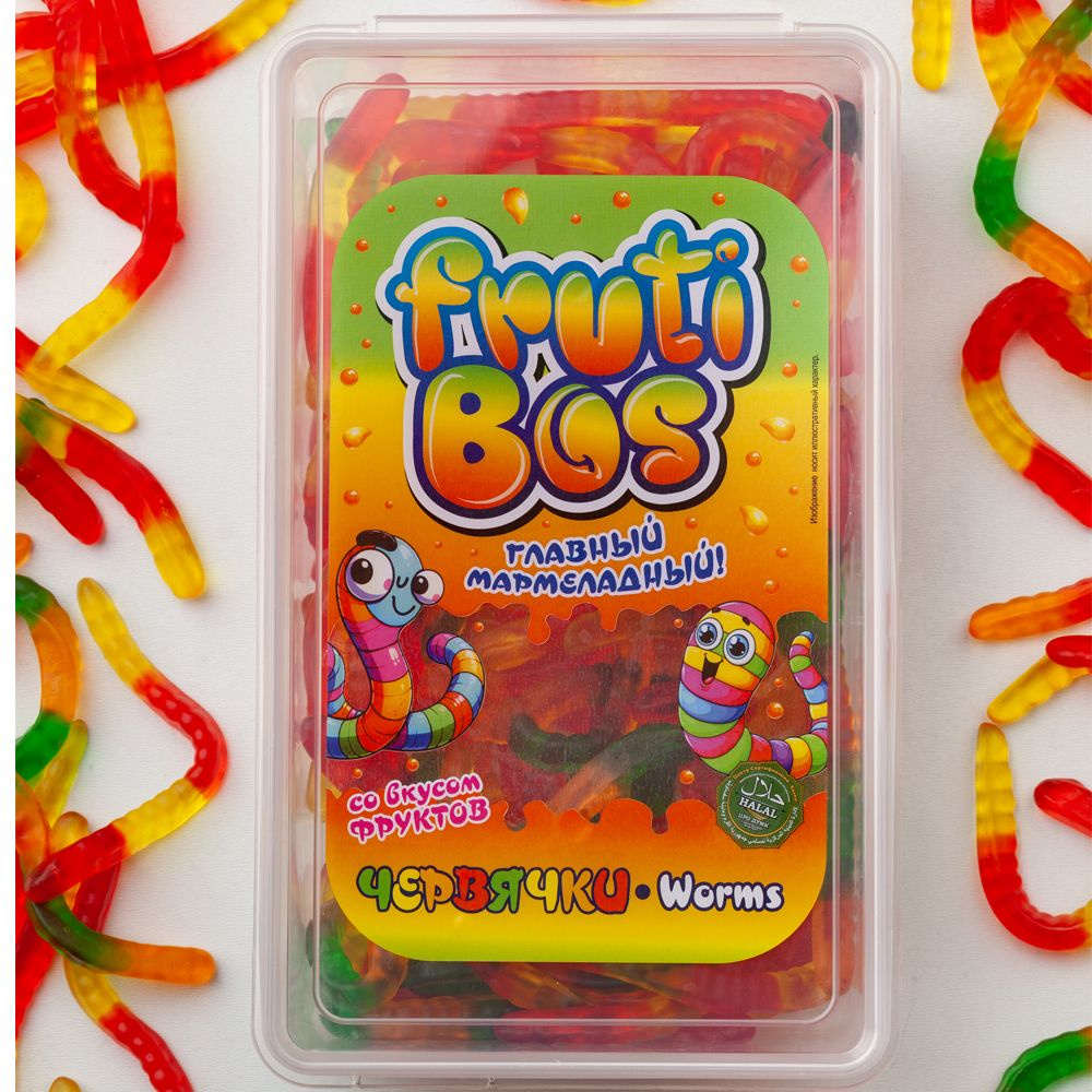 Жевательный мармелад "Червячки" Frutibos 1000 г со вкусом фруктов ...