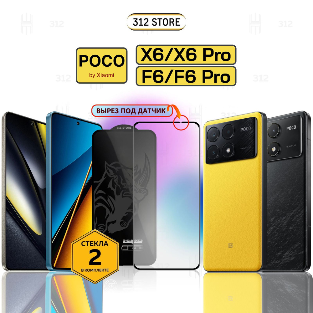 Комплект из 2шт.: Защитное стекло для Xiaomi Poco X6/X6 Pro и F6/F6 Pro Поко Х6/Х6 Про и Ф6/Ф6 Про PREMIUM #1