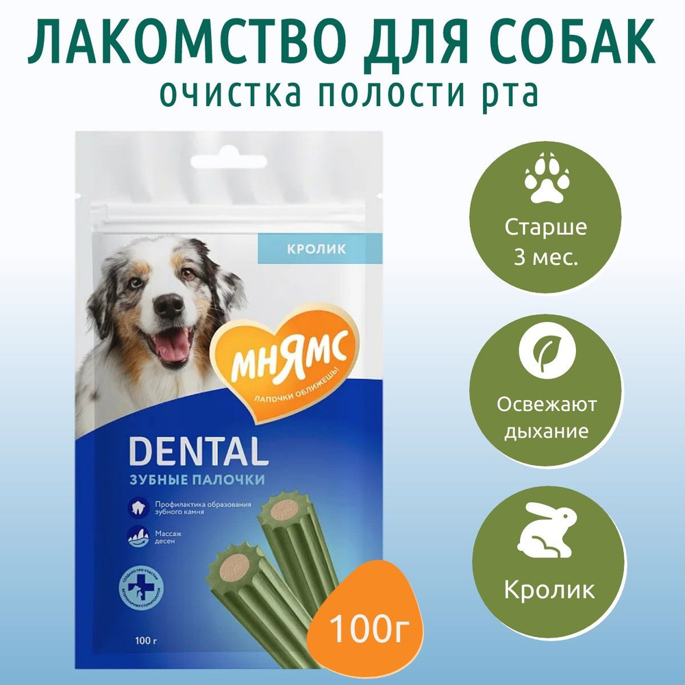 Лакомство Мнямс DENTAL 100 г. для собак "Зубные палочки" с хлорофиллом  #1