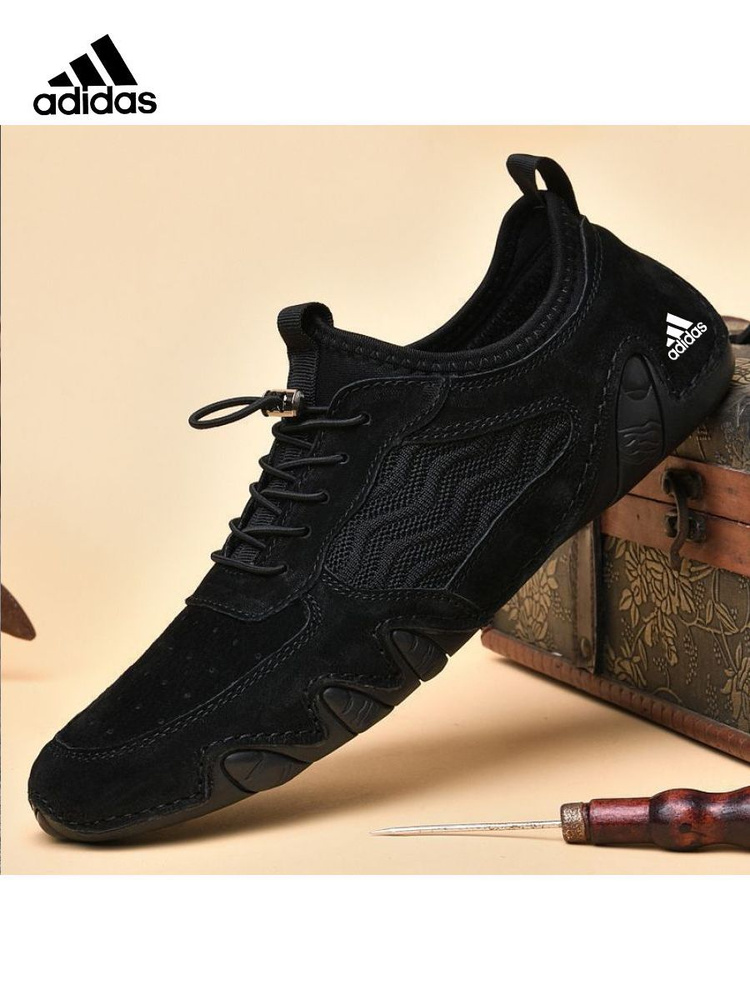 Мокасины Мужской adidas Sportswear черный, размер 42 Германия Шнурки На ...