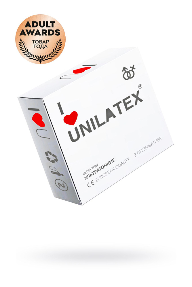 Презервативы Unilatex, natural ultrathin, ультратонкие, 19 см, 5,4 см, 3 шт. 3012  #1