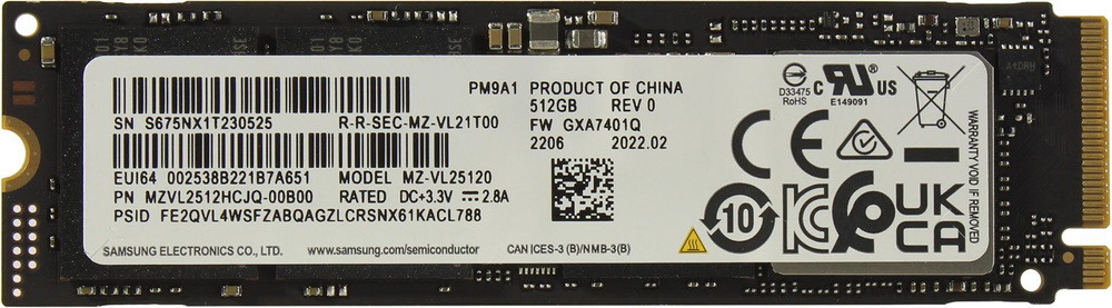 512 ГБ Внутренний SSD-диск Samsung Твердотельный накопитель 512GB SSD ...