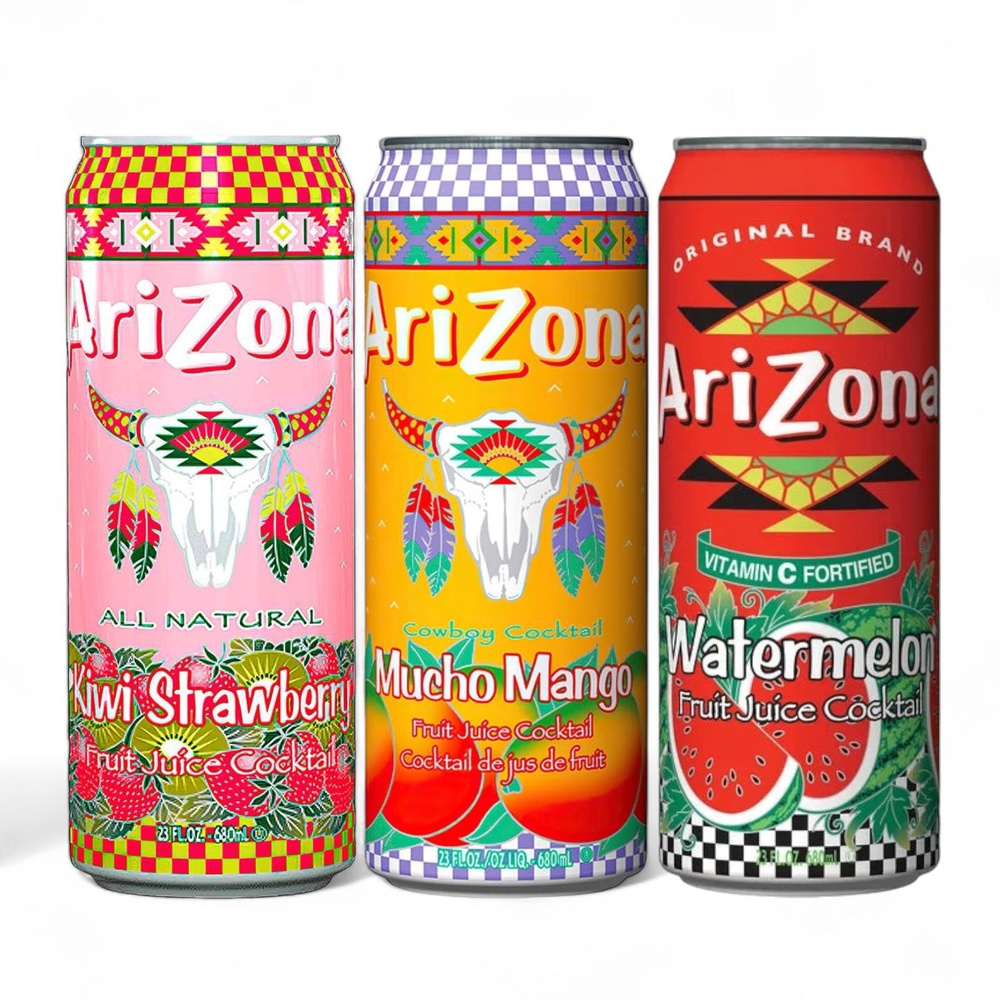 Холодный чай Arizona Фруктово-ягодный коктейль: (Аризона: Клубника-киви, Манго, Арбуз), 650 мл * 3 шт, #1