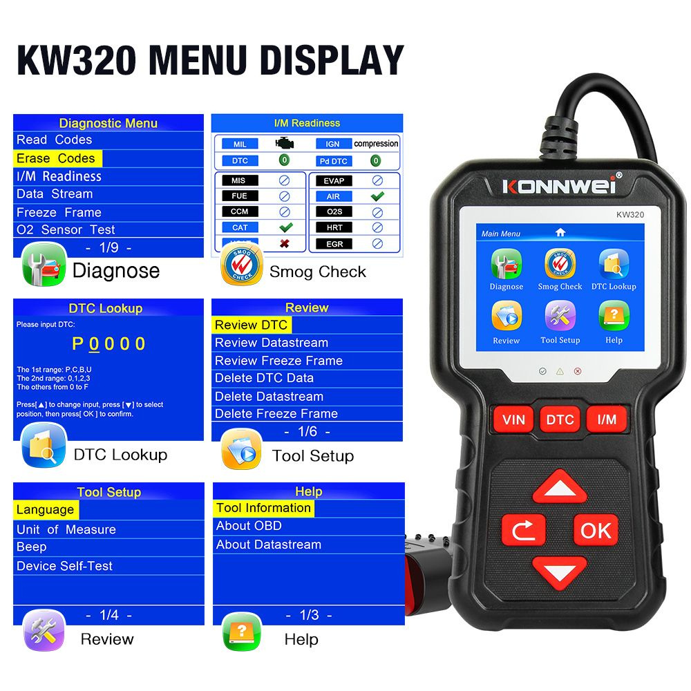 KONNWEI KW320 Obd2 автомобильный сканер автоматический диагностический инструмент 2024  #1