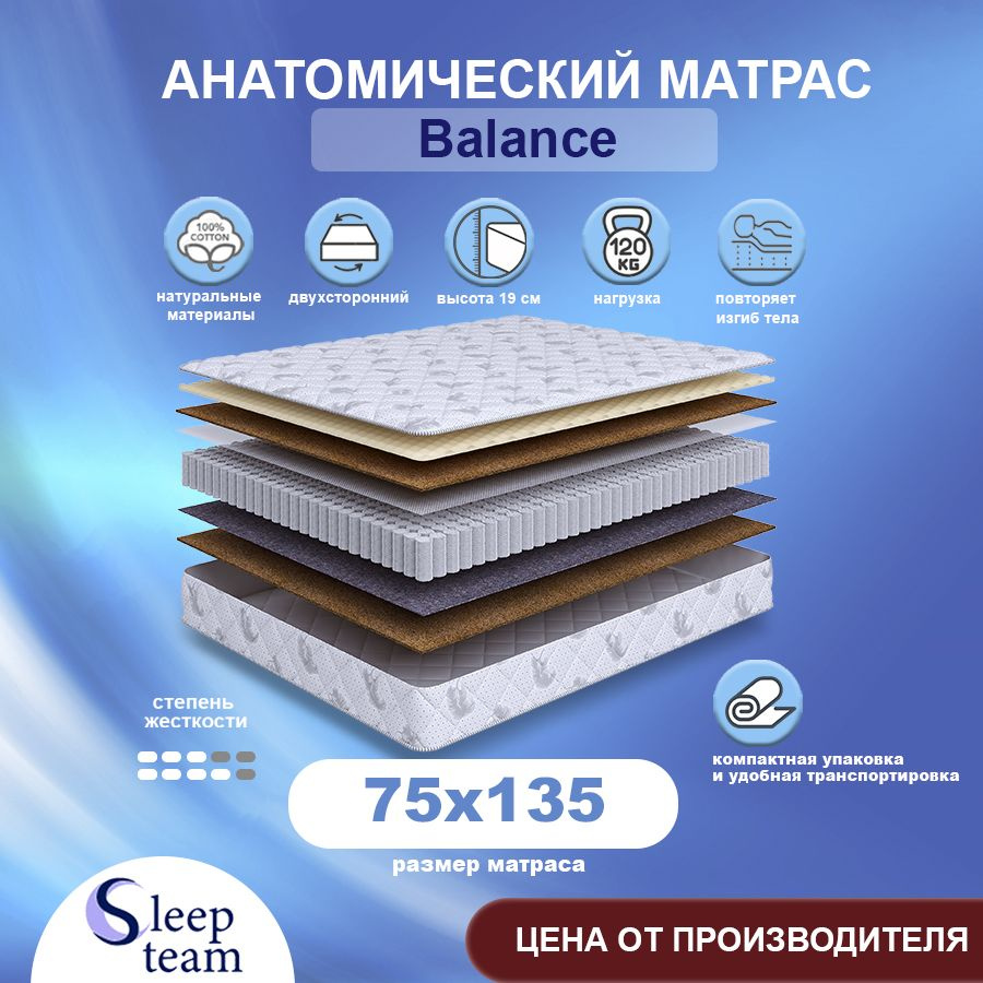 Sleepteam Матрас Balance, Независимые пружины, 75х135 см #1