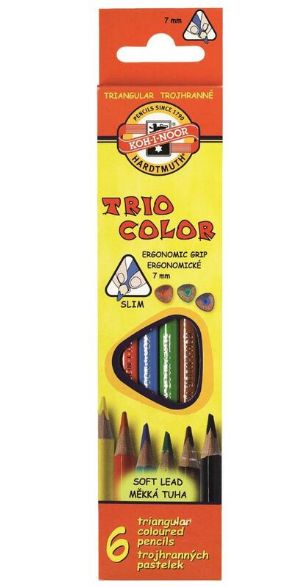 Карандаши цветные Koh-I-Noor Triocolor, 6 цветов, трехгранные #1