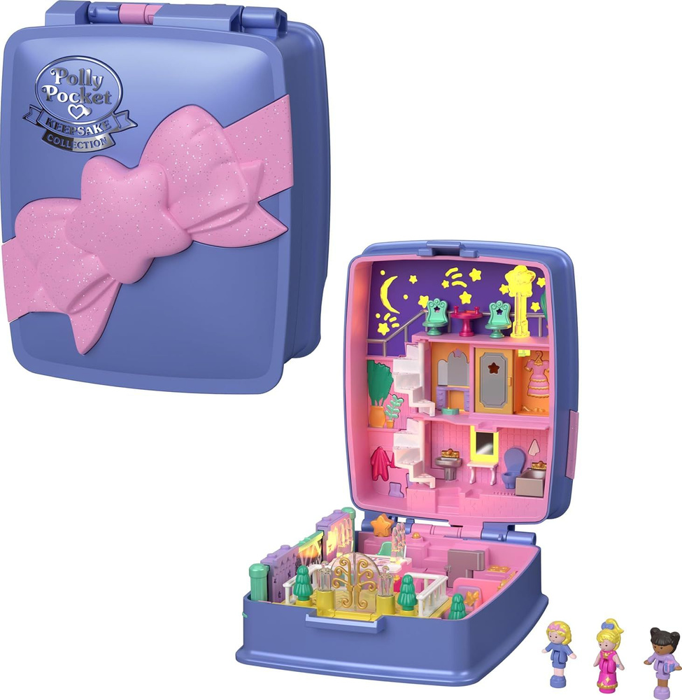 Polly Pocket,Кукольный домик с миниатюрными куклами, игрушечными велосипедами и аксессуарами для мебели #1