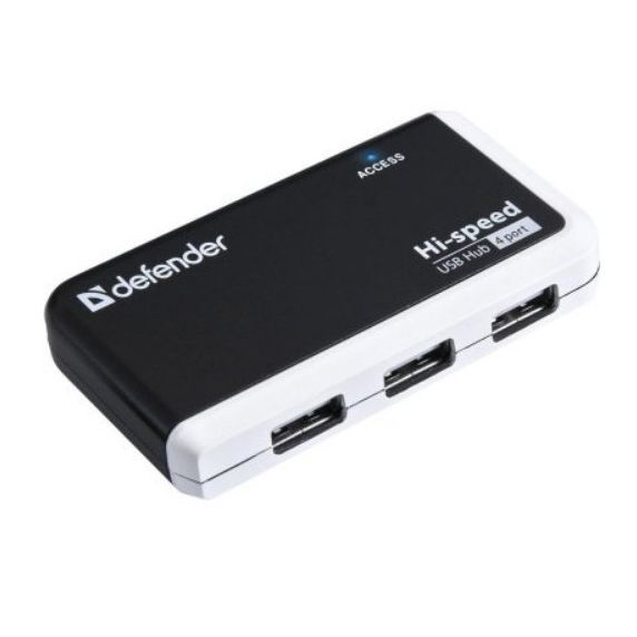 Концентратор USB HUB 4-port USB 2.0 Defender Quadro Infix, Black-White #1