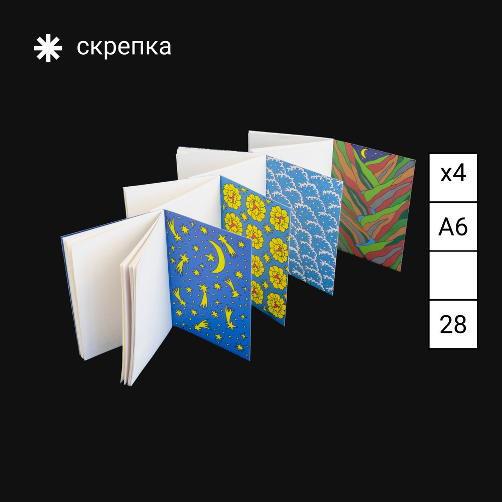 Набор блокнотов №4.3 / А6 без разметки 28 листов 4 шт кремовая бумага "Правда Севера"  #1