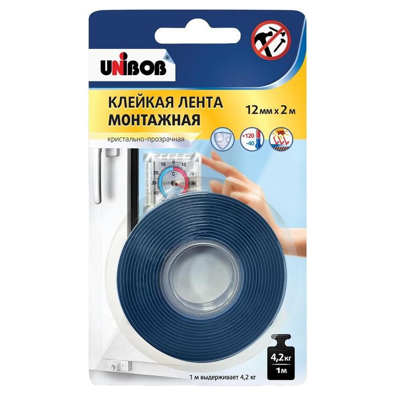 Клейкая монтажная лента прозрачная Unibob 12 мм x 2 м #1