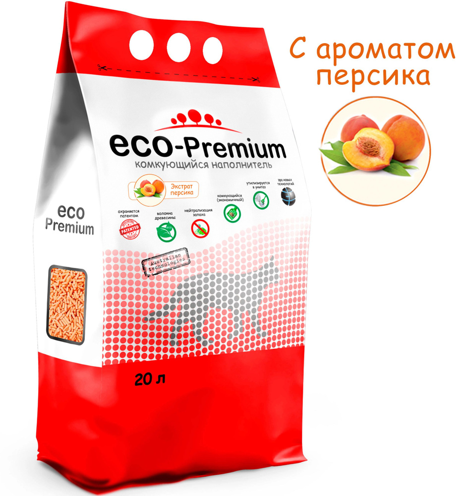 ECO-Premium Наполнитель Растительный Комкующийся Персик 7600г.  #1