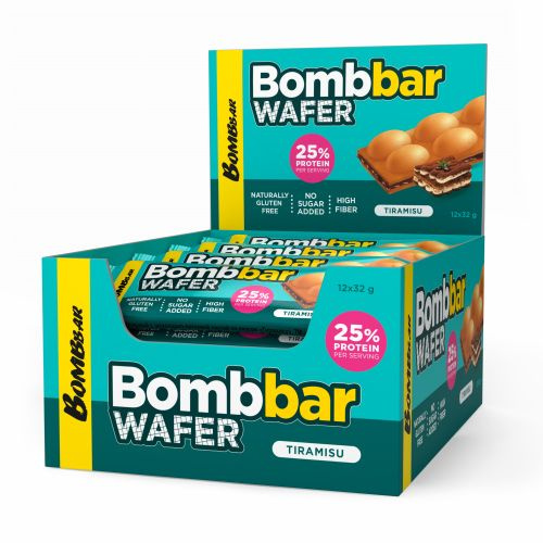 Bombbar WAFER, Протеиновый батончик вафельный без сахара, упаковка 20 шт по 45г со вкусом тирамису, ПП #1