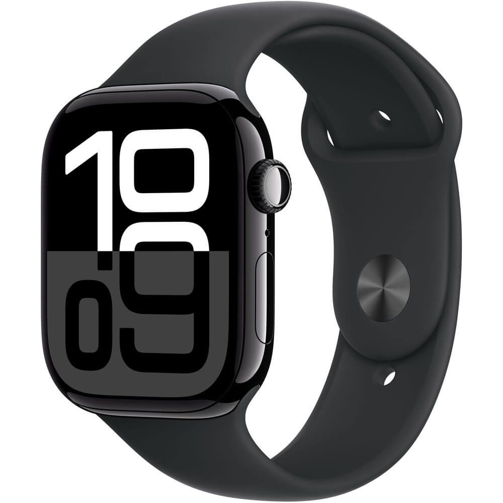 Apple Умные часы Watch Series 10 46 мм чёрный глянец S/M спортивный ремешок, 46mm, черный глянец  #1