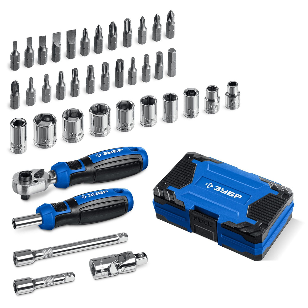 Зубр Профессионал-39 набор 39 шт: трещетка, отвертка-битодержатель