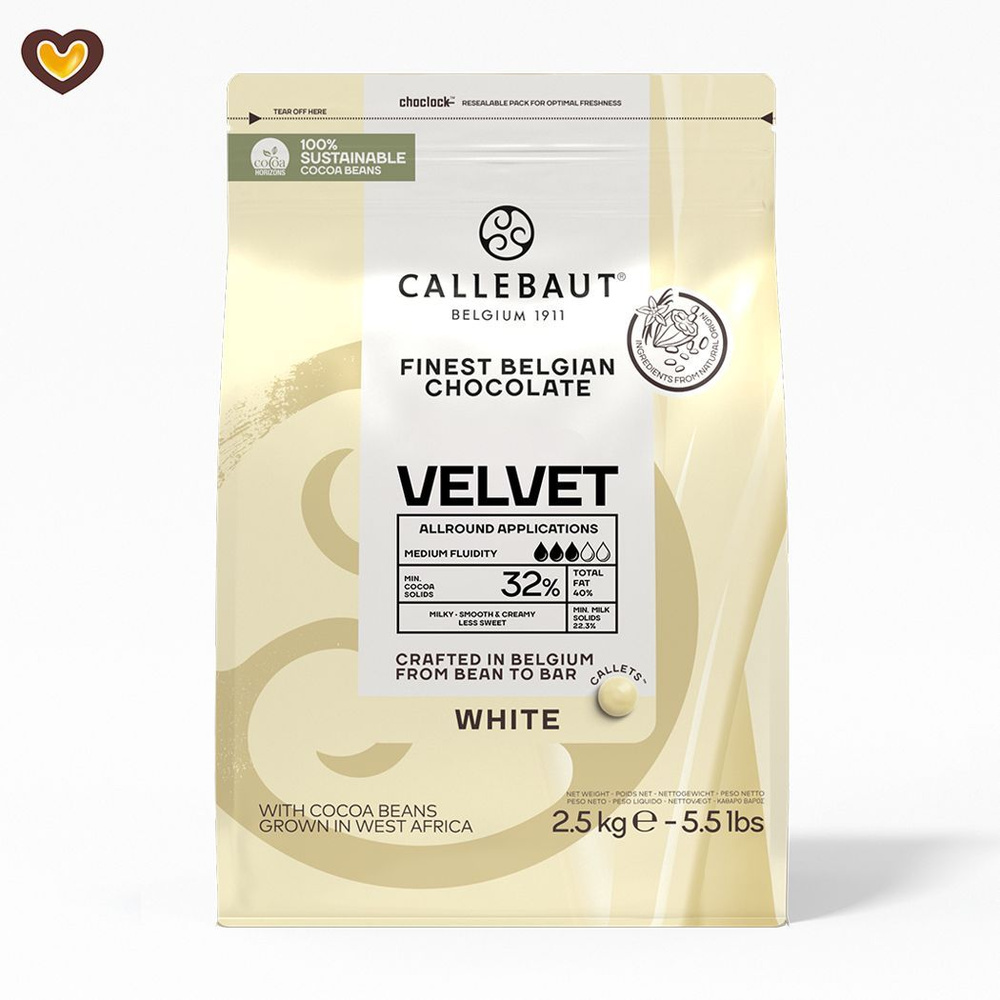 Шоколад белый Callebaut Velvet 32%, пак 2,5 кг #1