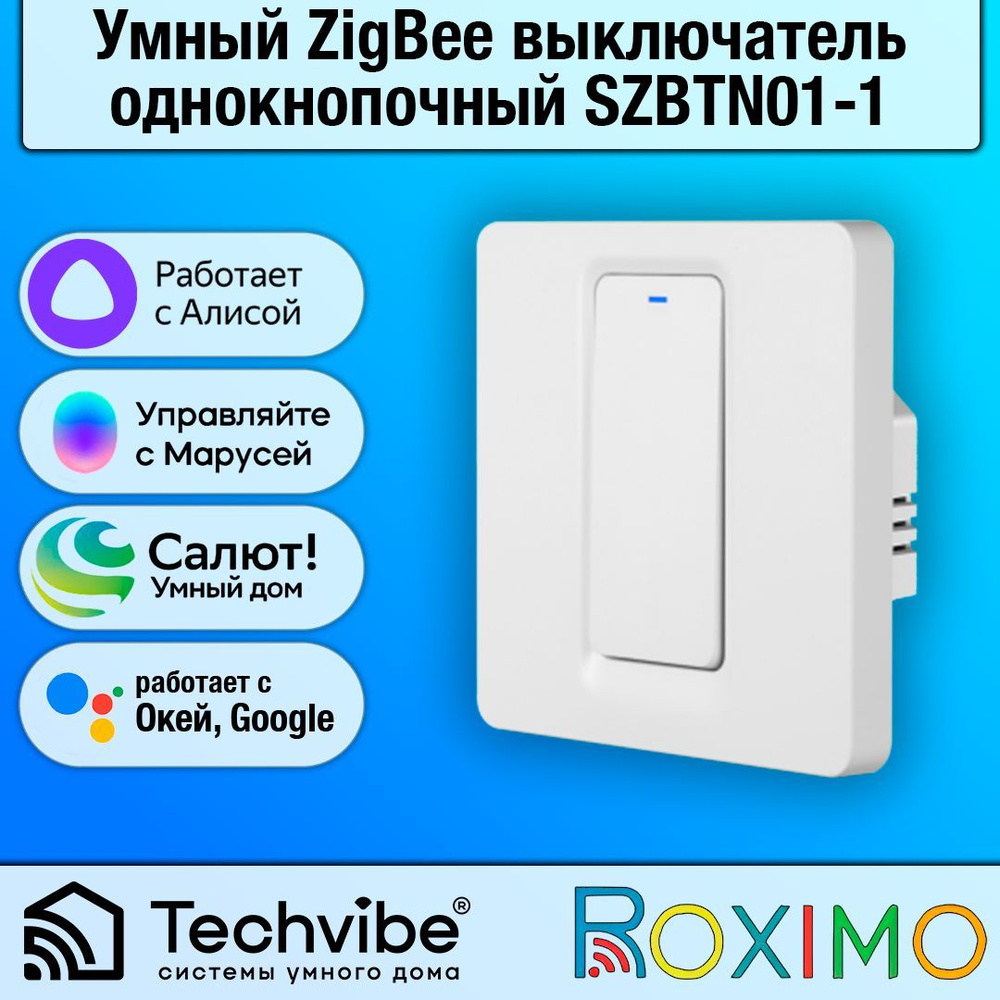 ROXIMO / Умный Zigbee выключатель, однокнопочный, SZBTN01-1 #1