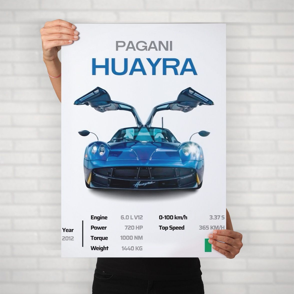 Плакат на стену для интерьера Спорткар (Pagani Huayra 5) - Постер по спортивным гоночным машинам автомобилям #1