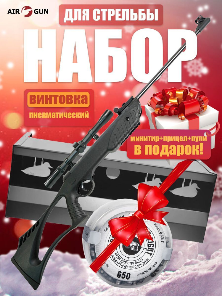 Винтовка пневматическая Borner Beta XSB1 калибра 4,5 мм + прицел 4x20 + пули + минитир Air-Gun  #1