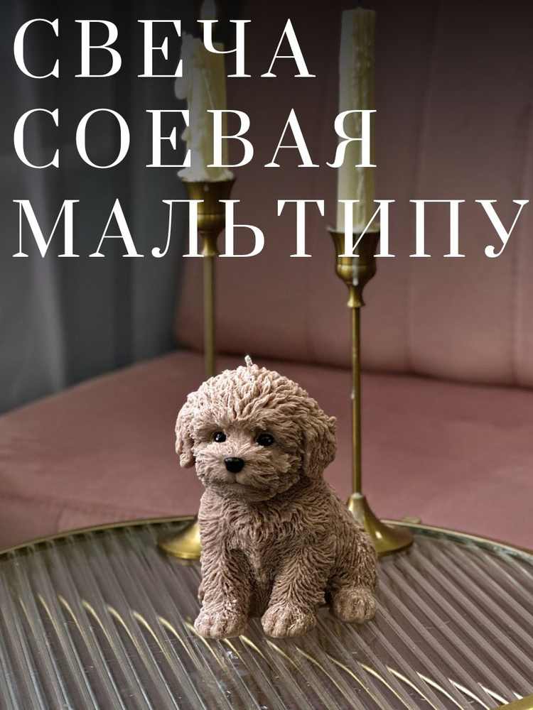 Свеча восковая интерьерная Собака Мальтипу #1