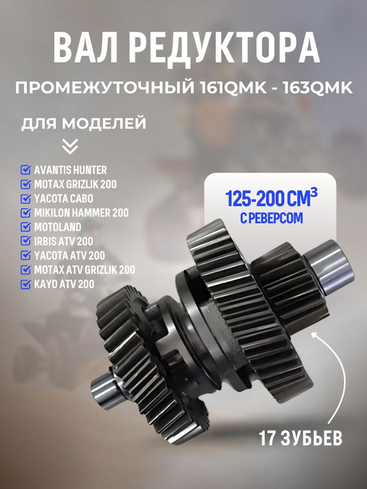 Вал редуктора промежуточный 163QMK 200см3 с реверсом 161qmk #1