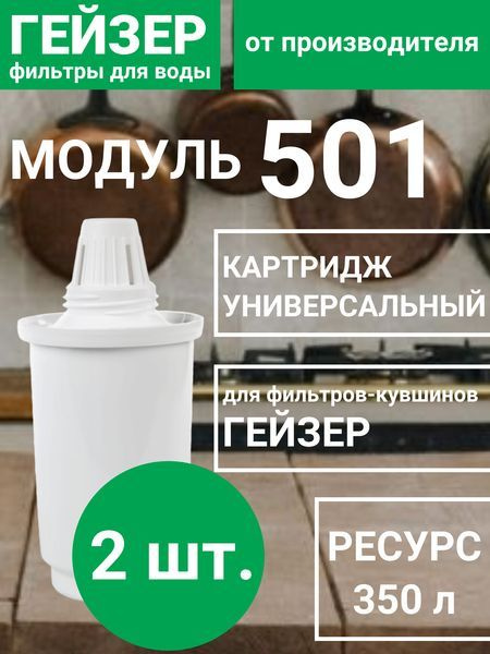 Набор картриджей для фильтра-кувшина Гейзер 501, 2 шт, ресурс 350 л, комплексная очистка воды, 50032 #1