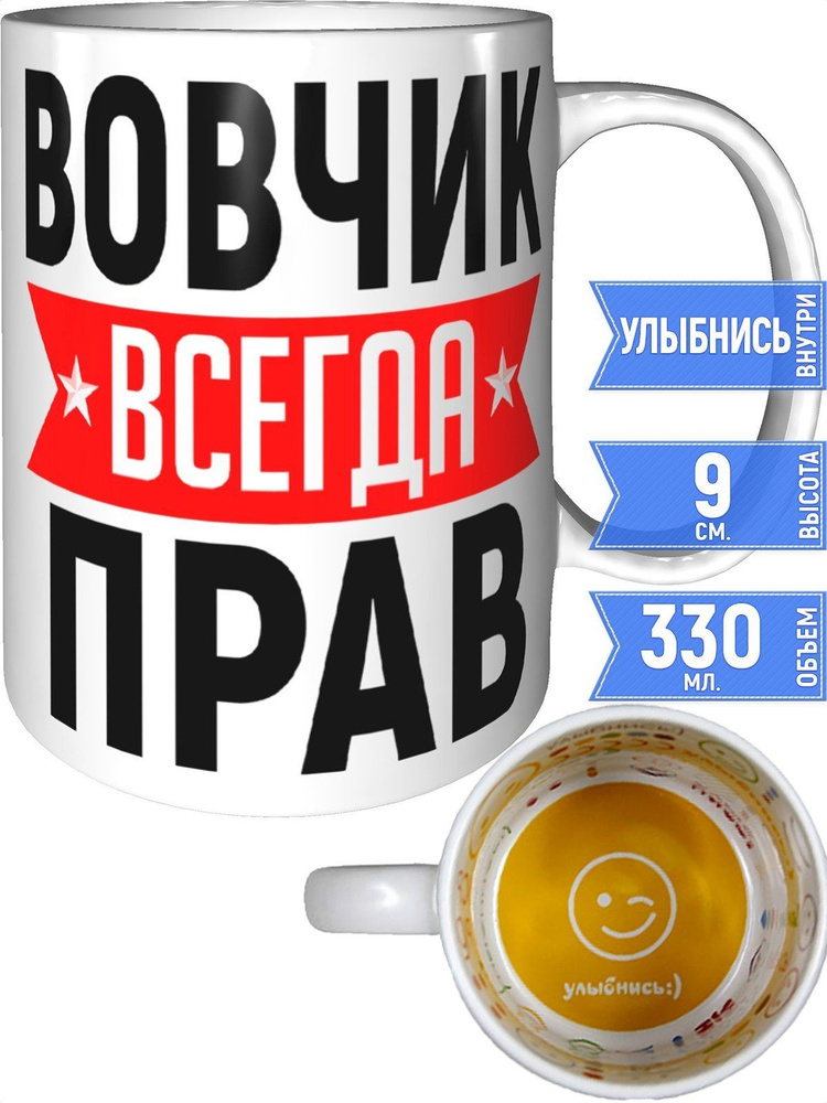 Кружка Вовчик всегда прав - внутри улыбнись #1
