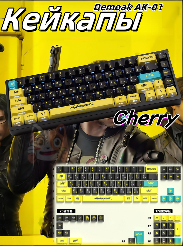 Кейкапы для механической клавиатуры Demo AK-01 ENG + RU,pbt,Cherry ...