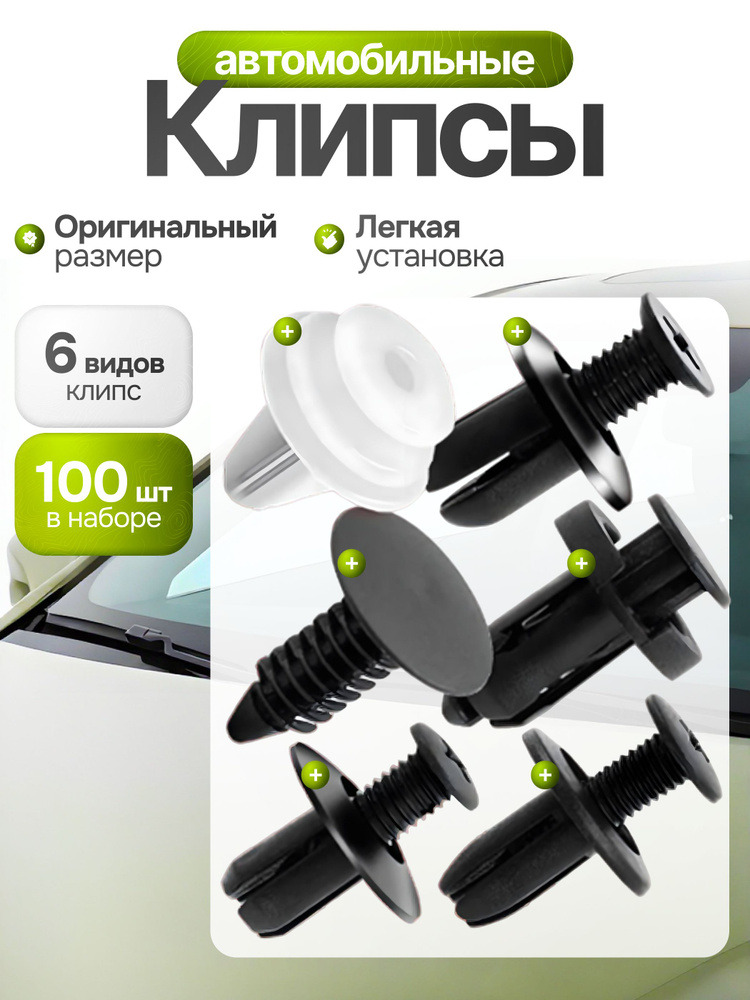 Клипсы автомобильные, набор 100 штук #1