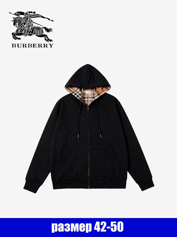Худи Женский, Мужской Burberry Карманы черный Молния, размер 42