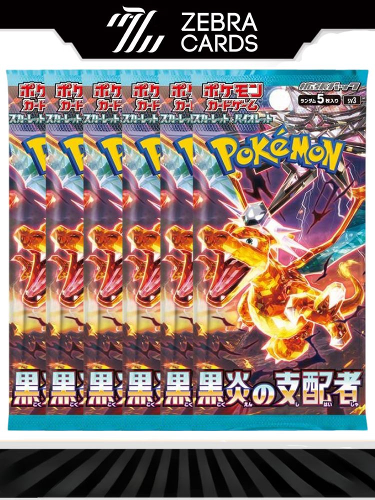 Pokémon Scarlet & Violet Booster Ruler Of Black Flame (sv3) – Edición Japonesa, 5 Cartas Por Sobre