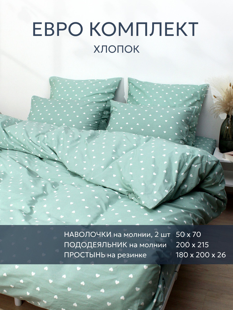 Постельное белье Сказка "Николь" евро на молнии Наволочка 50х70 см 2 шт Простынь на резинке 180х200 см #1