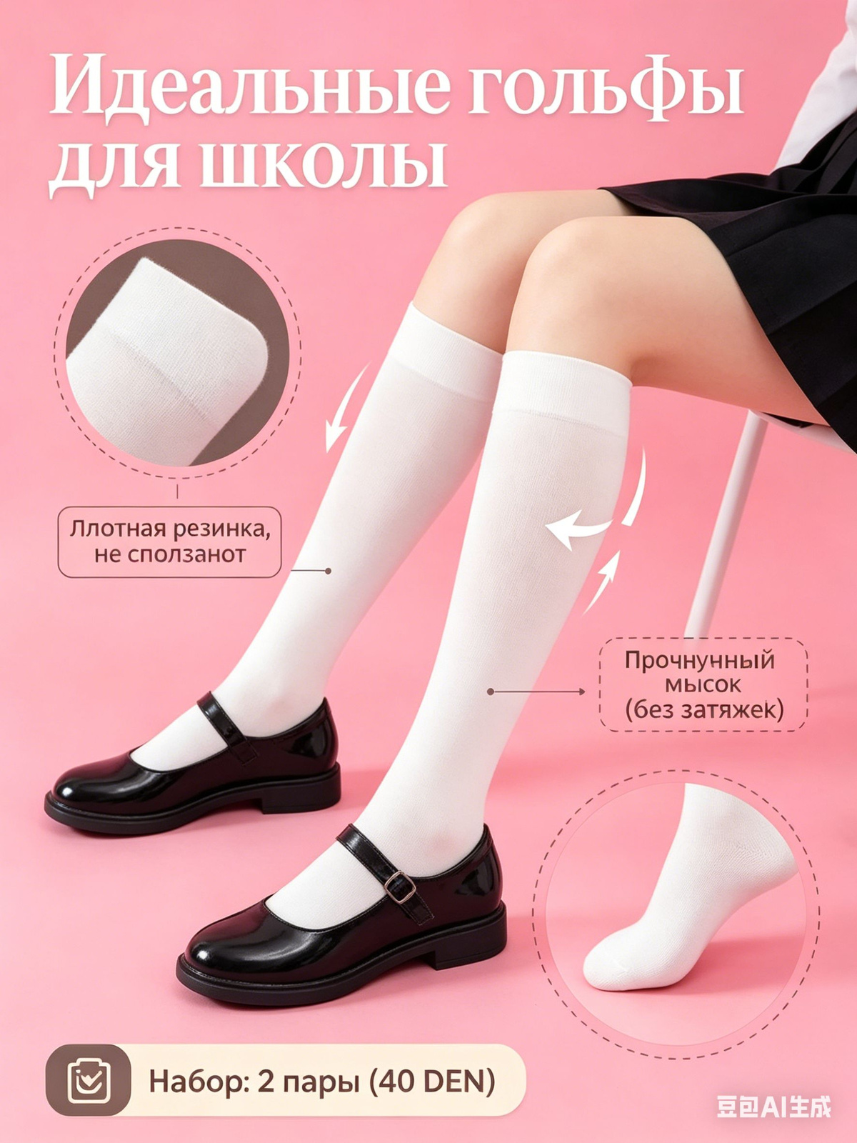 гольфы белые для девочки в школу